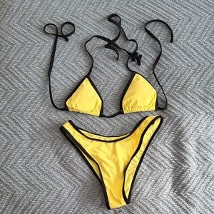 Yellow and Black Bikini Set